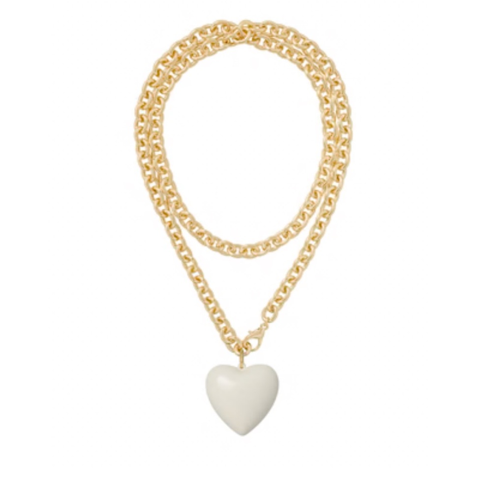 Roxanne Assoulin The Big Puffy Heart Charm Necklace - Cream